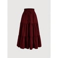 thumbnail image 1 of Women's High Elastic Waist Midi Skirt, Versatile for Spring and Fall, Front Knot Flowy Ruffle Botanical Print, 1 of 7