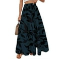 thumbnail image 1 of Women's High-End Pleated Drape Long Skirt - Lightweight Printed Elastic Waist Skirt for Commuting, Business Casual, and Formal Occasions,Dark Blue L, 1 of 5