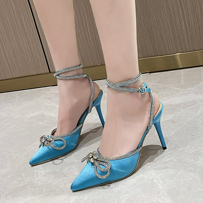Women's High Heel ,Rhinestone Bow Ankle Strap Stiletto