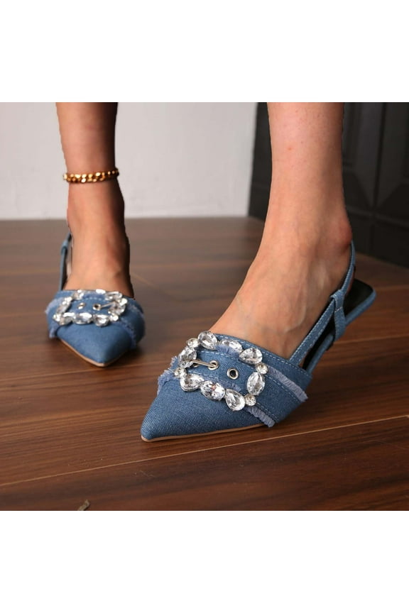 Women's High-Heeled Sandals Pointed Toe Ankle Strap High Heeled Sandals 2 Inch Comfort Dressy Shoes Blue 9