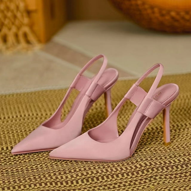Women's Slingback High Heels Solid Color Pointed Toe Buckle - Temu