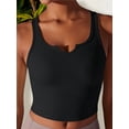 thumbnail image 1 of Women's High Impact Solid Color Ribbed Crop Tank Top- Small, Black, 1 of 7