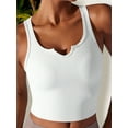 thumbnail image 1 of Women's High Impact Solid Color Ribbed Crop Tank Top- X Large, White, 1 of 7