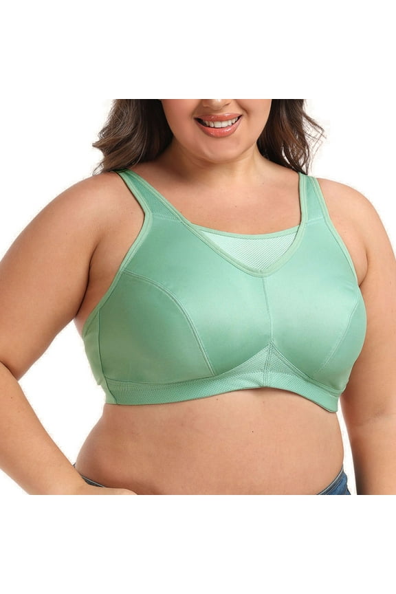 Women's High Impact Sports Bra Plus Size Wirefree Non-Padded Full Figure Bounce Control Running Bra 40DDD