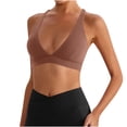 thumbnail image 1 of Women's High Impact Sports Bra Solid Color Padded Shockproof Elastic Supportive For Running Gym Yoga Workout Athletic Casual Daily Active Wear Brown S, 1 of 5