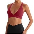 thumbnail image 1 of Women's High Impact Wireless Sports Bras - Sexy Deep V Seamless No Underwire Padded Cami Yoga Workout Activewear Bra, 1 of 4