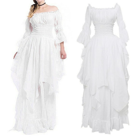 Women's High Low Dress Puff Sleeve Off Shoulder Ruffle For Women Dress Dress Casual Maxi Dresses for Women Summer Skater Dress for Women Summer Denim Dress Long Sleeve Breastfeeding Dress for Women