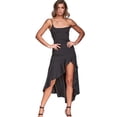 thumbnail image 1 of Women's High Low Ruffled Hem Midi Cami Dress with Slit Flowy Fit 100% Polyester Easy Care Machine Wash for Summer, 1 of 14
