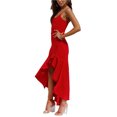 thumbnail image 1 of Women's High Low Ruffled Hem Midi Cami Dress with Slit Flowy Fit 100% Polyester Easy Care Machine Wash for Summer, 1 of 14
