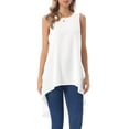 thumbnail image 1 of INSPIRE CHIC Women's High Low Tops Casual Sleeveless Blouse Crewneck Asymmetrical Loose Shirt Summer Top XL White, 1 of 6