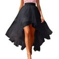 thumbnail image 1 of Women's High Low Tulle Tutu Skirts Elastic High Waisted Irregular Flowy Layered Skirts Fashion Carnival Party Outfits Black One Size, 1 of 5
