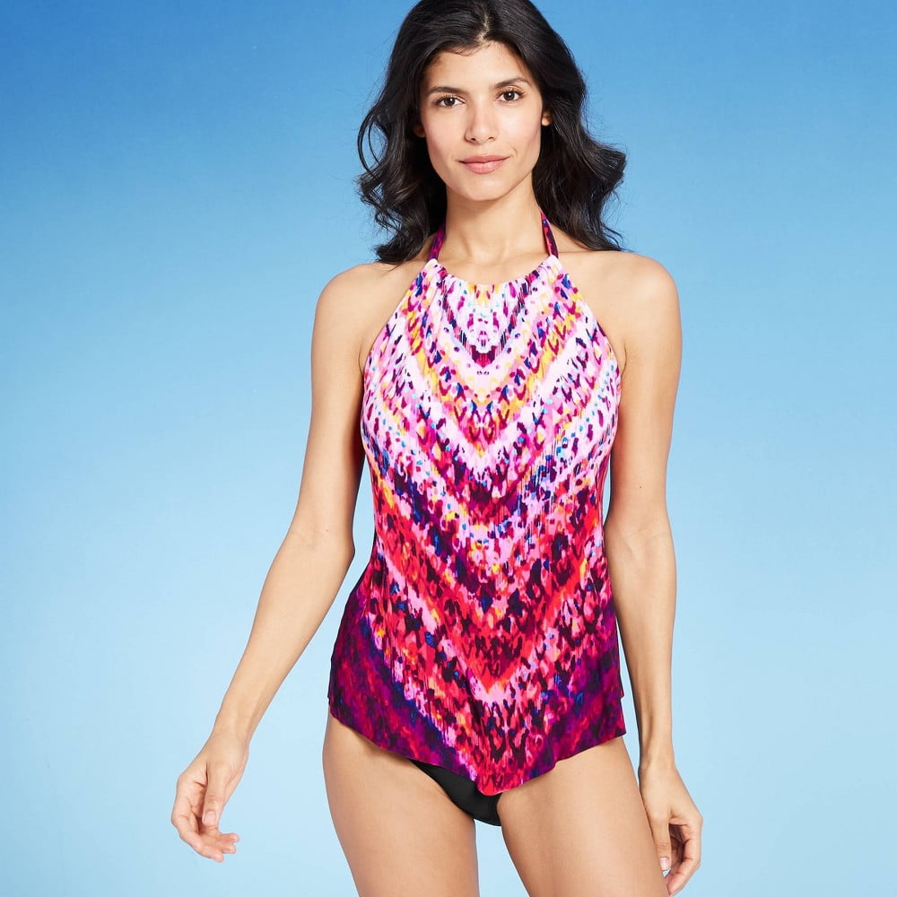 Aqua Green Women's One Piece Swimsuit – Princess Seam, Shirred, UPF 50+, Seeing Spots Print, Size 1X