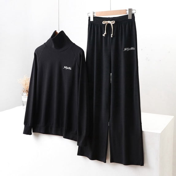 Women's High Neck And Embroidered Casual Top Wide Leg Pant Suit Women Dressy Pants Work Outfit Womens Evening Dress Pants Jumpsuits for Women Wide Leg Women Dress Suites Women Pantsuits for Work