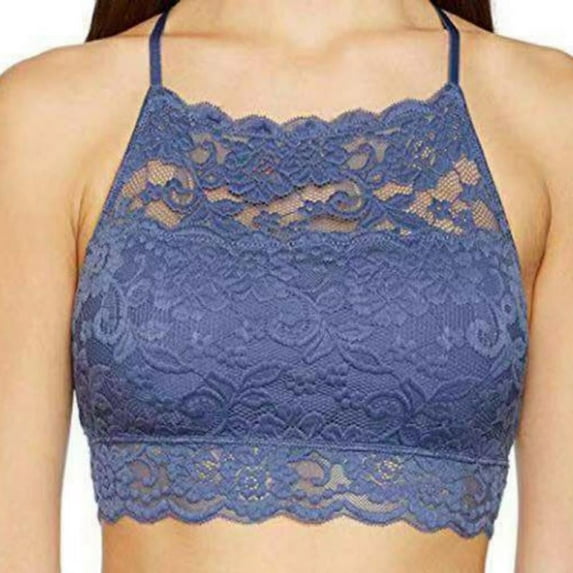 Women's High-Neck Lace Bralette (for A-C cups) for Sports Yoga Camisole Solid Color Yoga Bra