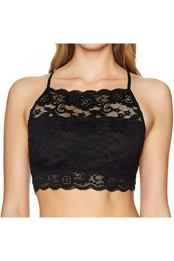 Women's High-Neck Lace Bralette for Women ,Floral Crop Top Vest Bra
