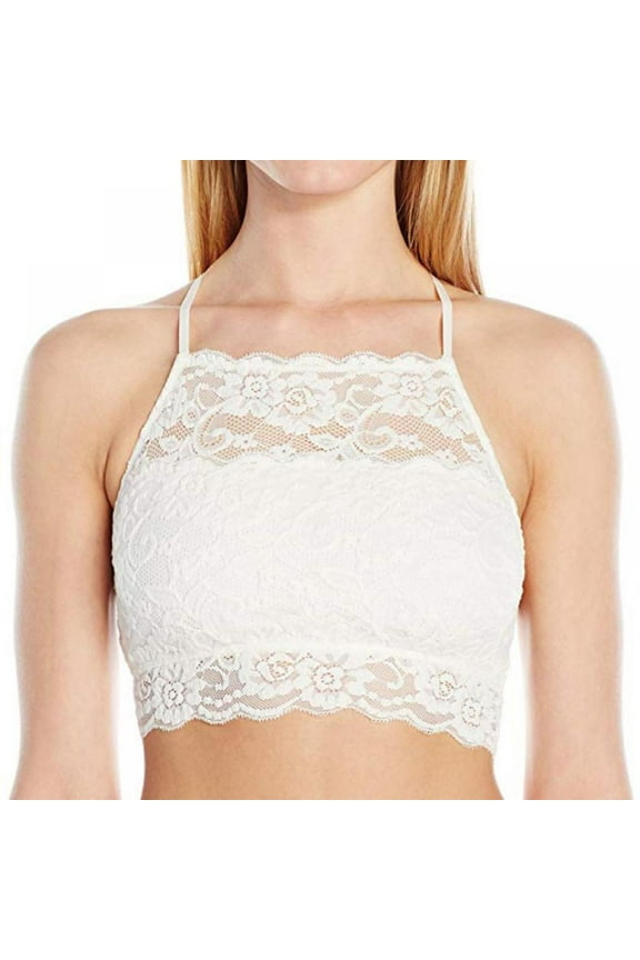 Women's High-Neck Lace Bralette for Women ,Floral Crop Top Vest Bra