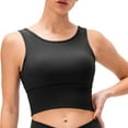 Women's High Neck Longline Sports Bra - Padded Racerback Yoga Bra Crop Tank Top with Built in
