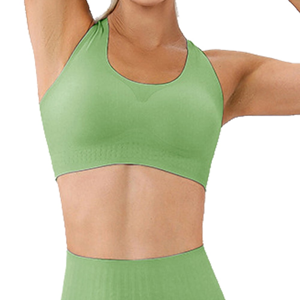 Women's High Neck Longline Sports Bra - Padded Racerback Yoga Bra Crop Tank Top with Built in