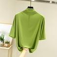 thumbnail image 1 of Women's High Neck Short Sleeve Top, Soft Polyester Solid Color Blouse, Comfort Fit for Casual Daily Wear and Leisure Activities, 1 of 4