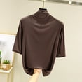 thumbnail image 1 of Women's High Neck Short Sleeve Top, Soft Polyester Solid Color Blouse, Comfort Fit for Casual Daily Wear and Leisure Activities, 1 of 4