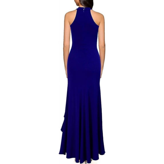 Women's High Neck Split Bodycon Mermaid Evening Cocktail Long Dress