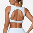 thumbnail image 1 of Women's High Neck Sports Bra with Cutout Back Detail and Wide Underband for Medium Support - Medium, Light Blue, 1 of 6