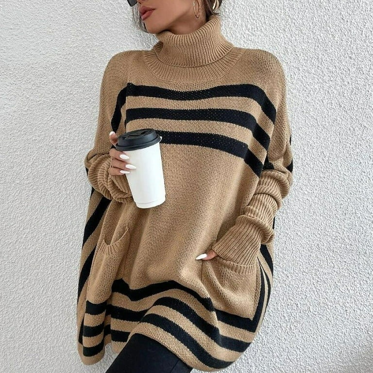 High Collar Bat Sleeve Loose Solid Color Sweater High Collar Bat Sleeve Loose Solid Color Sweater