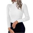 thumbnail image 1 of Women's High Neck Sweater Knitted Stretchy Slim Fit Lightweight Pullover Turtleneck Tops Solid Fashion Fall Clothes (L, Black), 1 of 8
