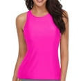 thumbnail image 1 of Women's High Neck Tankini Top - Padded Push Up, Deep Open Back, Elastic Tummy Control Fabric, 1 of 5