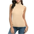 thumbnail image 1 of Women's High Neck Tops Slim Fit Sleeveless Tshirts Casual Trendy Pullover Blouse Clothing Fashion, 1 of 6