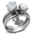 thumbnail image 1 of Women's High Polished No Plating Stainless Steel Engagement Ring with AAA Cubic Zirconia - Size 8, 1 of 5