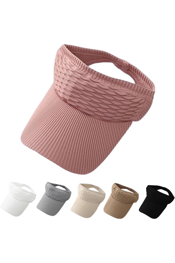 Women's High Ponytail Sun Visor Hat, Breathable Knitted Wide Brim UV Protection Sun Hats for Women, Sports Knit