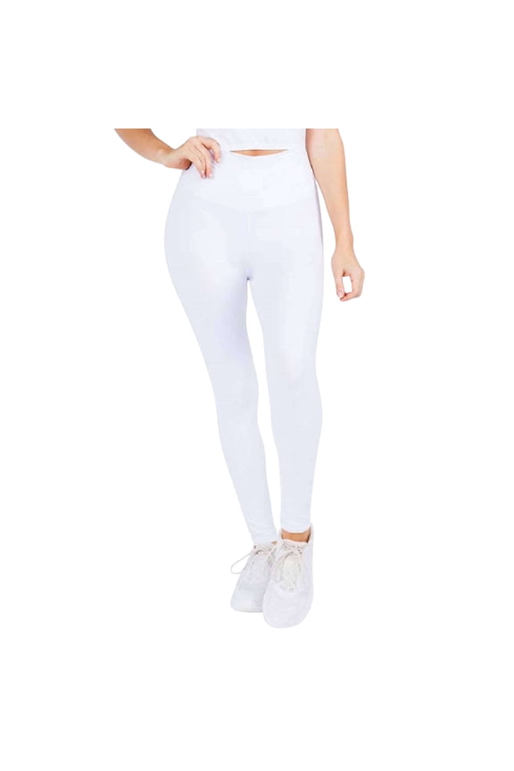 Women's High Rise Casual Leggings, White, S/M