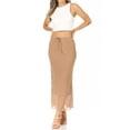 thumbnail image 1 of Women's High Rise Chiffon Overlay Maxi Draped Skirt with Waist Tie Accent., 1 of 6