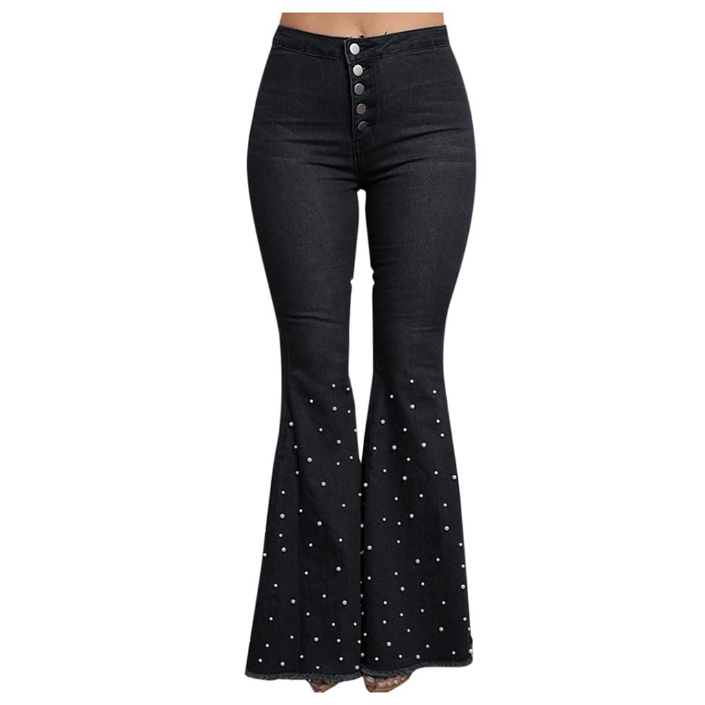 Sexyshine Women's Floral Embroidered Bell Bottom Jeans High Waist Classic  Retro Long Wide Leg Flare Denim Pants Plus Size, Black, X-Small :  : Clothing, Shoes & Accessories