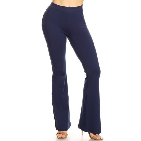 Women's High Rise Cotton Flare Leggings, Navy, L