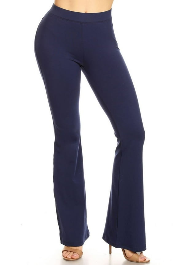 Women's High Rise Cotton Flare Leggings, Navy, L