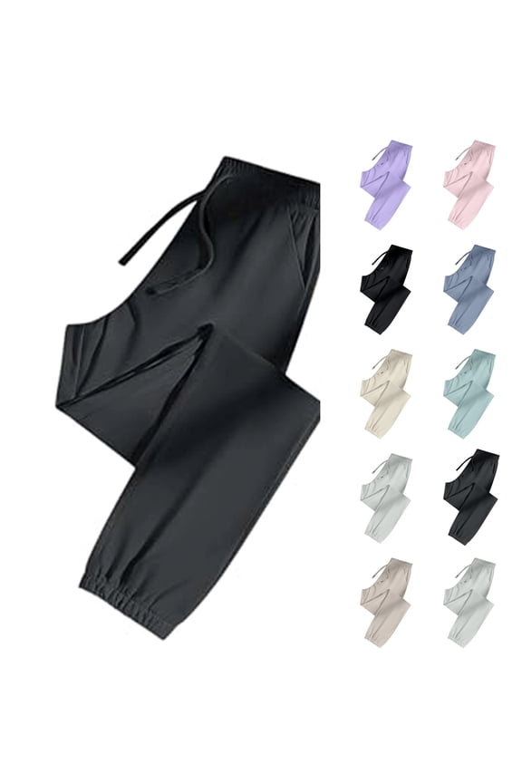 Women's High-Rise Cuffed Joggers – Multi-Sport Yoga Pants with Pockets & Soft Fabric, Dark Gray M