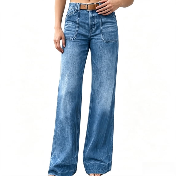 Women's High‑Rise Flare Leg Jeans Pants, Light Wash Long Denim Jeans for Women, Fall Clothes for Women, Sizes 6‑20