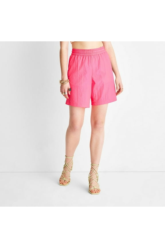 Women's High-Rise Nylon Shorts - Future Collective with Alani Noelle Berry Pink S