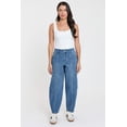 thumbnail image 1 of Royalty For Me Women's High Rise Seamed Barrel Jeans, 1 of 14