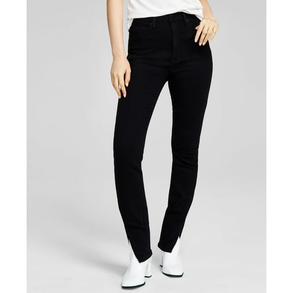 Women's High-Rise Skinny Split-Hem Jeans Black 24