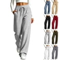thumbnail image 1 of Women's High Rise Straight Leg Sweatpants, Loose Fit with Elastic Waist Drawstring Side Pockets, Travel & Lounge Wear | VerBelle,Wine 3XL, 1 of 9