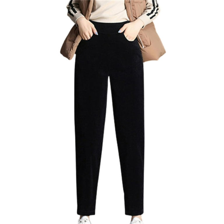 Womens black top tapered dress pants