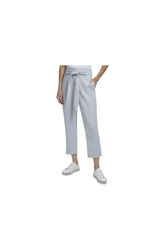 Women's High-Rise Tie-Belt Ankle Pants Blue Fog Heather 14