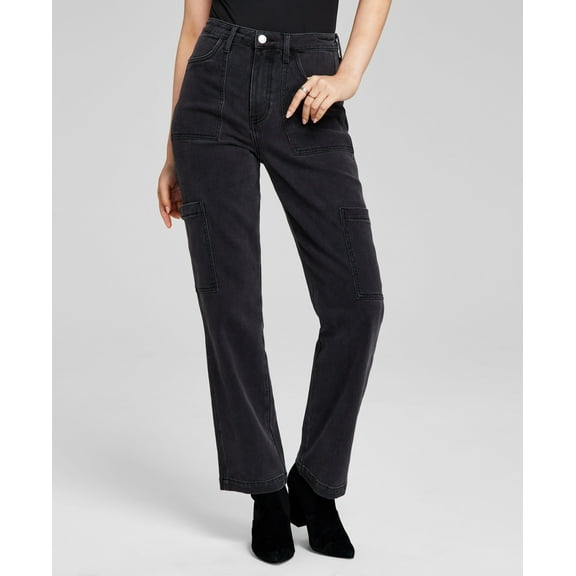 Women's High Rise Utility Denim Jeans Black Wash 24