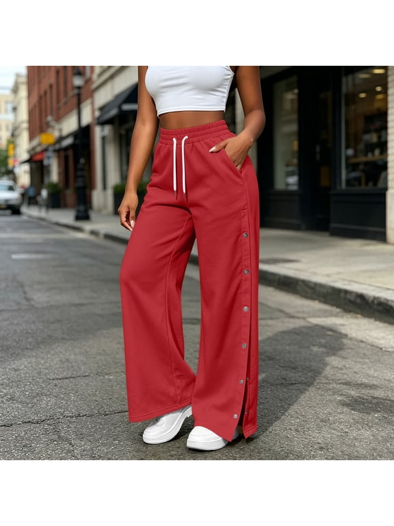 Women's High Rise Wide Leg Denim Jeans With Pockets Elastic Waist Drawstring Wasit Pants Casual Straight Trousers For Trendy Style