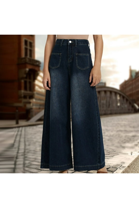Women's High Rise Wide Leg Jeans Loose Fit Dressy Pants Maxi Long Trousers Casual Pants