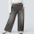 thumbnail image 1 of Women's High Rise Wide Leg Jeggings Stretch Pull On Jeans Pants Soft Denim With Pockets, 1 of 5