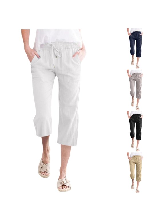 Women's High Rise Wide Leg Trousers with Elastic Waist Comfortable Straight Leg Long Pants Featuring Pockets Versatile Everyday Casual